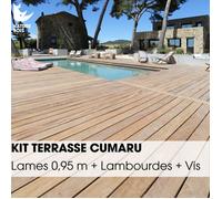 Kit terrasse exotique complet - CUMARU KD - Lames de 0,95 m - À partir de 10 m²
