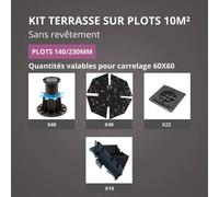 Kit Terrasse sur Plots Sans Revêtement 10M² - Sans Profilé - 140/230 mm