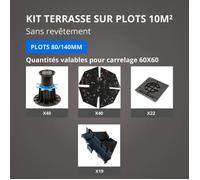 Kit Terrasse sur Plots Sans Revêtement 10M² - Sans Profilé - 80/140 mm
