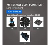 Kit Terrasse sur Plots Sans Revêtement 10M² - Sans Profilé - 80/140 mm