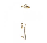 Kit thermostatique baignoire encastré avec fermeture et réglage du débit (2 voies) - TRES 24235301OR Or