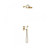 Kit thermostatique de douche encastré avec fermeture et réglage du débit (2 voies) - TRES 24235202OR Or