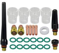 Kit TIG-Las-Spantang, 26 pièces - Embouts de gaz isolés, taille #12 - 2,4 mm - Compatible avec les appareils WP-17/18/26 - Joints toriques - Résistant aux températures - Pour appareils de soudage TIG
