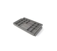 Emuca - Kit tiroir organisateur et rack ajustable Quartz pour armoires, glissières extension totale et à fermeture douce, Module 80cm, Finition Titane