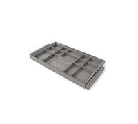 Emuca - Kit tiroir organisateur et rack ajustable Quartz pour armoires, glissières extension totale et à fermeture douce, Module 90cm, Finition Titane