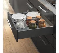 Emuca - Kit système tiroir Cuisine et Salle de Bain avec Panneaux, coulisses à Sortie Totale, Fermeture amortie, H178mm, Module 450mm, Profondeur 500mm, Gris Anthracite
