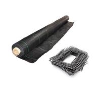 Kit : Toile de paillage 130g/m² noir + agrafes 130g/m² 1 65m x 100m Noir