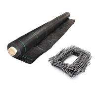 Kit : Toile de paillage 90gr/m² noir + agrafes 1,25m x 100m Noir 90g/m²