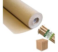 Kit Toile de paillage Papier Kraft 0.9 x 20m + 60 Piquets Bois fixation Paillage Autodégradable Anti mauvaises herbes Jardin