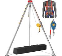 Kit trépied 1200 lbs treuil trépied avec pieds 7' et câble 98' trépied de sauvetage pour espaces confinés 32,8' antichute harnais de sécurité sac de rangement pour espaces confinés traditionnels