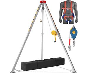 Kit trépied 1200 lbs treuil trépied avec pieds 7' et câble 98' trépied de sauvetage pour espaces confinés 32,8' antichute harnais de sécurité sac de rangement pour espaces confinés traditionnels