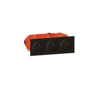 Legrand – Prise triple murale dooxie Surface 2P+T 16A Plaque carrée Boîte d'encastrement Noir