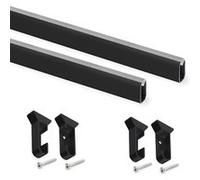 Emuca - Kit Tube de penderie, 750 mm, Peint en Noir, Aluminium et Plastique, Lot de 2
