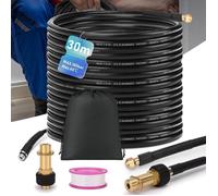 Kit Tuyau de Nettoyage Déboucheur de Canalisations 30m, 180 Bar avec Sac, Adaptateur M22, Buses Rigides, pour Pression Tuyaux K2-7