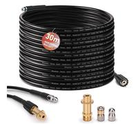 Kit Tuyau de Nettoyage Déboucheur de Canalisations 30m, 240 Bar avec Adaptateur M22+Buses Fixe+Rotatives, pour Pression Tuyaux K2-7