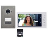 Kit vidéo JV 2 fils intégral, platine inox encastrée, moniteur 7 pouces & alimentation - AIPHONE - JVS1F