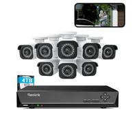 Kit Vidéo Surveillance 8MP 8X Bullet Caméra IP PoE avec Audio+16CH 4To NVR