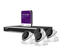 Kit Vidéosurveillance Ip 4 Mp - Enregistreur Nvr 8 Canaux - 4 X Caméra Dôme Ip Blanche - 3 To Hd - Câbles
