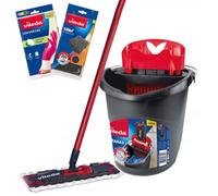 Kit Vileda Ultramax comprenant une serpillière plate, des gants et une éponge