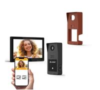 Extel Digital Connect - Visiophone Filaire Connecté WiFi (2.4/5GHz) - Écran Tactile 7" - Caméra 2K - Lecteur d'Empreintes Digitales & QR Code - Finition Terracotta - Polarity Protect - Orange/Rouge