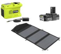 Kit Voyage 18V - Panneau Solaire 21 W + Transformateur/Chargeur RY18BI150B-0 + 1 Batterie Lithium+ 18V 2,0 Ah