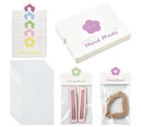 KitBeads Lot de 100 sacs OPP 5 couleurs avec cartes d'en-tête pliables pour | Pochettes rectangulaires en cellophane avec imprimé floral 10 x 6 cm pour ranger des bijoux, des cadeaux de fête
