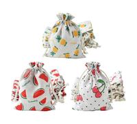 KitBeads Lot de 30 pochettes avec cordon de serrage 3 styles imprimés | Sacs d'emballage en polycoton avec cordon de serrage sur le thème de l'été, pour le rangement de bijoux, les cadeaux de fête