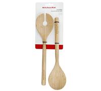 Kitchen Craft Aid KQG607OHBBE Couverts à salade, pinces à salade, fourchette et cuillère en bambou, idéal pour mélanger les salades et servir le dîner, 30 cm