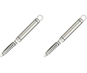 Kitchen Craft - Éplucheur Économe à Pommes de Terre Professionnel en Inox avec Lame Mobile, 21 cm - Couleur Argent (Lot de 2)