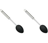 Kitchen Craft - Grande Cuillère de Cuisine Professionnelle en Inox et Nylon, 34 cm - Noir et Argent (Lot de 2)