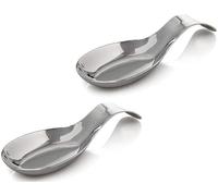 Kitchen Kemistry Inox Repose Cuillère pour Comptoir de Cuisine, Cuisine Porte-Ustensile pour Louches, Pince & Spatule, Repose Cuillère pour Travail Propre en Cuisinant- 20 x 7.5 cm, Lot de 2