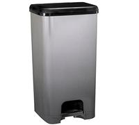 KITCHEN MOVE Lincoln Poubelle de Cuisine à Pédale 40L Plastique Aspect Métallique Noir