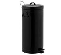 KITCHEN MOVE Poubelle de cuisine à pédale 30L Vintage BROOKLYN Noir en acier Inox avec seau