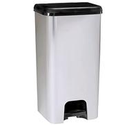 KITCHEN MOVE Poubelle de cuisine à pédale 40L LINCOLN en plastique aspect métal Inox brossé brillant