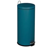 KITCHEN MOVE Poubelle de cuisine à pédale basique chic cylindrique 30L URBAN Bleu mat en acier inox avec seau