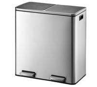 KITCHEN MOVE Poubelle de cuisine à pédale tri sélectif grande capacité 60L (2x30L) MAJOR en acier Inox