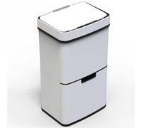 KITCHEN MOVE Poubelle De Cuisine Automatique Tri Sélectif Double Compartiment 75l NARVIK BLANCHE White mat Recyclage Grande Capacité Et Poubelle De Table 3l