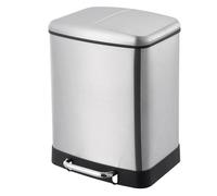 KITCHEN MOVE Poubelle de tri sélectif à pédale avec 2 seaux Capacité 24L (12+12) modèle GREENWICH en acier Inoxydable finition Inox brossé couvercle bombé