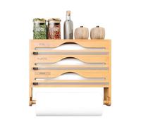 Kitchen Wrap Dispenser with Cutter, Multi-Functional Storage Holder, Space-Saving Organizer for Cling Film, Foil, and Paper in Apartment, Home, Fridge, Pantry, Wall Cabinet