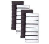 KitchenAid Albany Lot de 4 torchons de Cuisine Onyx Noir/Blanc 40 x 66 cm