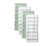 KitchenAid Albany Lot de 4 torchons de Cuisine Pistache/Blanc 40 x 66 cm