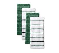 KitchenAid Albany Lot de 4 torchons de Cuisine, Vert Palmier Galets, Blanc, 40,6 x 66 cm