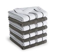 KitchenAid Albany Lot de 8 torchons à Vaisselle, Gris Anthracite/Blanc, 30,5 x 30,5 cm