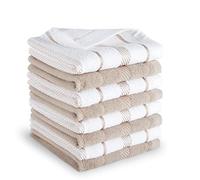 KitchenAid Albany Lot de 8 torchons à Vaisselle, mélange de Coton, Milkshake/Blanc, 30,5 x 30,5 cm