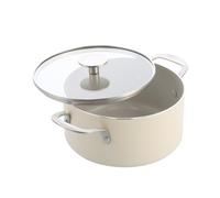 KitchenAid Aluminium Faitout Avec Couvercle En Verre, 20 cm/3,11 L, Revêtement Céramique Antiadhésif Sans PFAS, Induction, Four 160 °C, Lave-Vaisselle, Crème