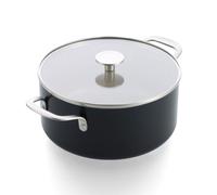 KitchenAid aluminium faitout avec couvercle en verre, 24 cm/4, 91 L, céramique-revêtement antiadhésif sans PFAS, induction, résiste au four jusqu’à 160 °C, compatible lave-vaisselle, noir