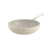 KitchenAid Aluminium Wok Céramique Antiadhésive, 28 cm/3,69 L, Sans PFAS, Compatible Induction, Poignée Inox, Passe au Four, Lave-Vaisselle, Blanc Crème