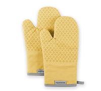 KitchenAid astéroïde Gants de Cuisine en Coton avec poignée en Silicone, Jaune Beurre, Ensemble de 2
