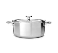 KitchenAid MultiPly 3PLY Casserole en Acier Inoxydable Sans PFAS avec Couvercle en Verre, 24 cm/4,9 L,Triply, Multiclad, Induction, Va au Four jusqu'à 220°C, Lave-Vaisselle, Argent