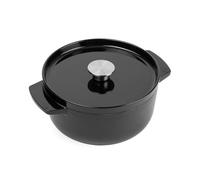 KitchenAid Cast Iron Cocotte en Fonte Émaillée avec Couvercle, Ø 22cm, Ronde, 3,3L, 4,5kg, Haute Qualité & Durable, Saisir, Frire, Sans PFAS, Induction, Poignée Ergonomique, Au four à 260°C, Onyx Noir